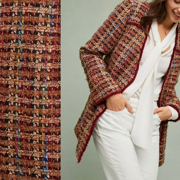 🌈NEW🌈 Anthropologie Tweed Rainbow Blazer Jacket Coat, Small - Picture 4 of 10